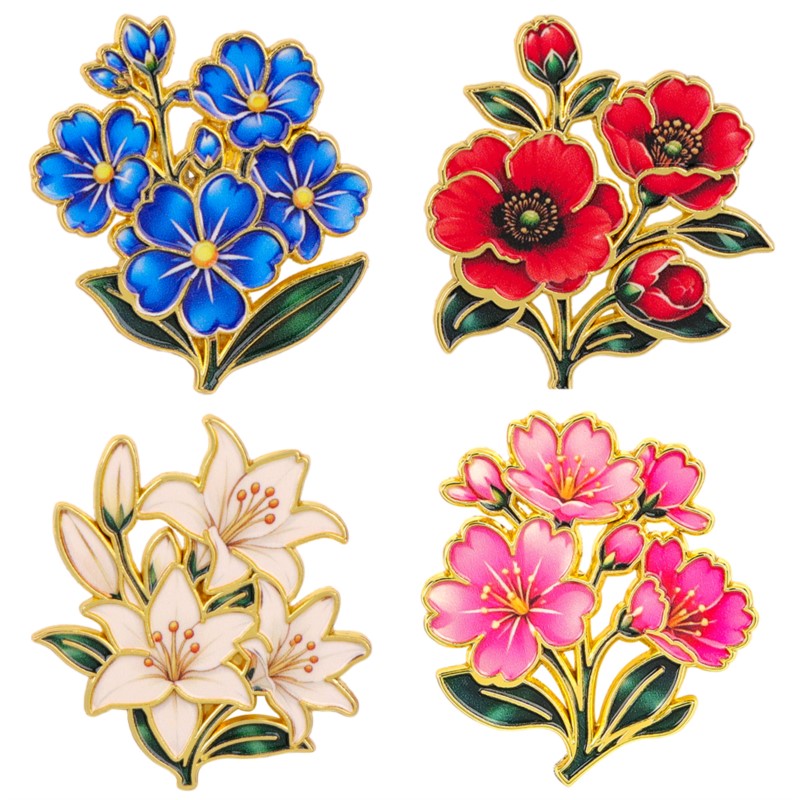 Florist Supplies - Милая винтажная цветная эмалевая брошь с